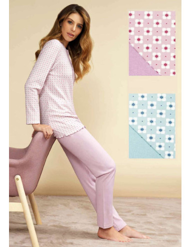 Women's warm cotton jersey pajamas Linclalor 92883