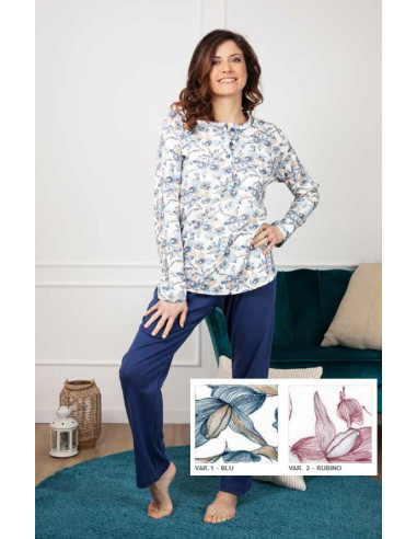 Women's warm cotton jersey pajamas Silvia 43600