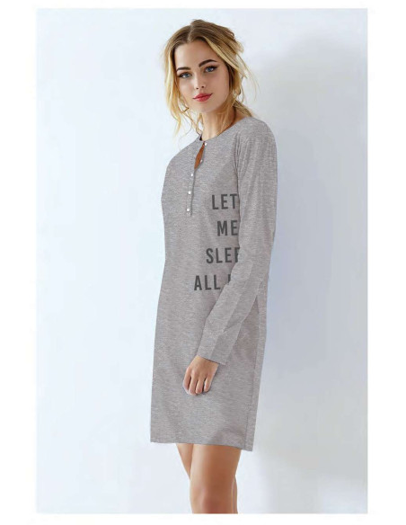 Women's warm cotton jersey nightdress Enrico Coveri EP6143 Women's warm cotton jersey nightdress Enrico Coveri EP6143