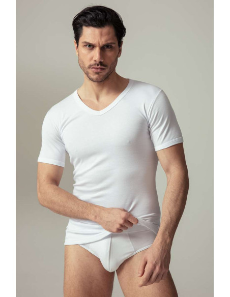 Group 4 warm cotton V neck t-shirt Oltremare 725 Group 4 warm cotton V neck t-shirt Oltremare 725