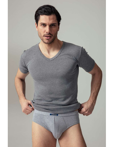 Gruppo 4 maglie in cotone felpato a V Oltremare 725