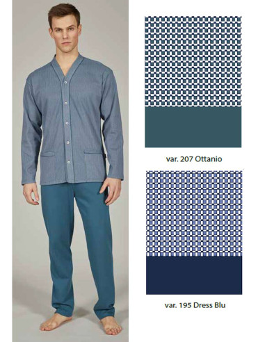 Men's warm cotton jersey opened pajamas Bip Bip 7075