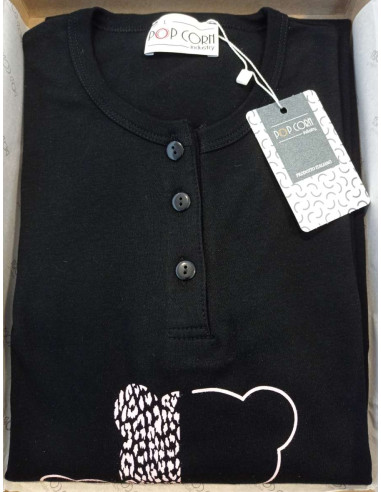 Camicia da notte donna in jersey di cotone caldo StellaDueGi D8723 Camicia da notte donna in jersey di cotone caldo StellaDueGi D8723