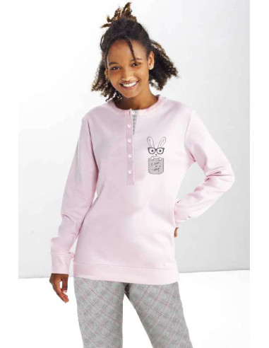 Pigiama donna in jersey di cotone caldo StellaDueGi D8623