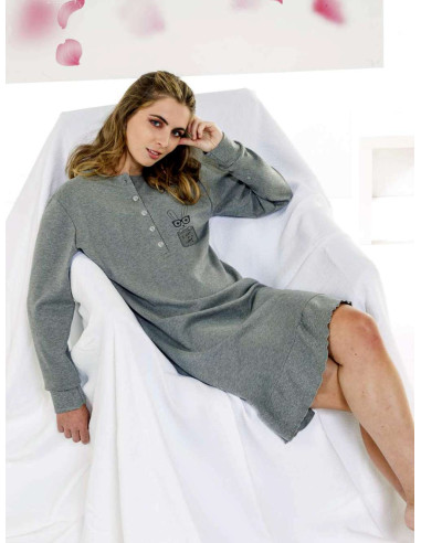 Camicia da notte donna in jersey di cotone caldo StellaDueGi D8625