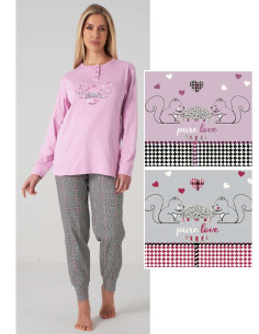 Pigiama donna in jersey di cotone caldo Karelpiu' KF5057
