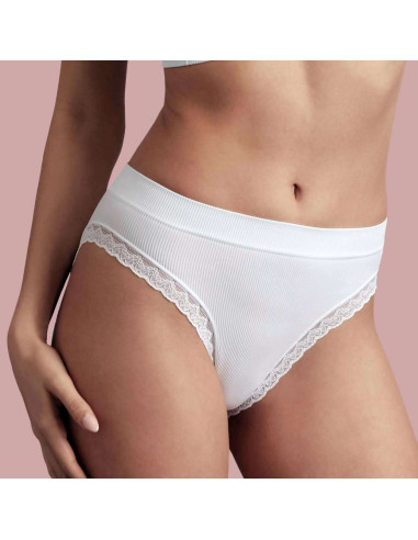 Slip donna in microfibra a costine e pizzo Bellissima 157