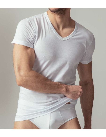 T-shirt uomo in puro cotone a V Life Intimo 314/1