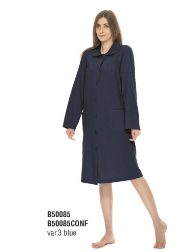 Women's plush cotton jersey calibrated dressing gown with buttons Gary B50085C