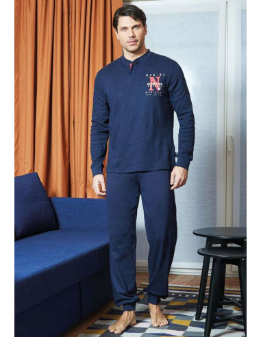Men's warm cotton jersey pajamas Navigare 141506