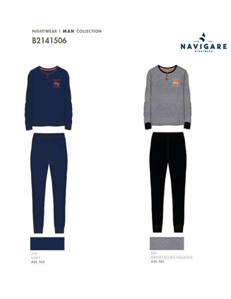 Men's warm cotton jersey pajamas Navigare 141506 Men's warm cotton jersey pajamas Navigare 141506