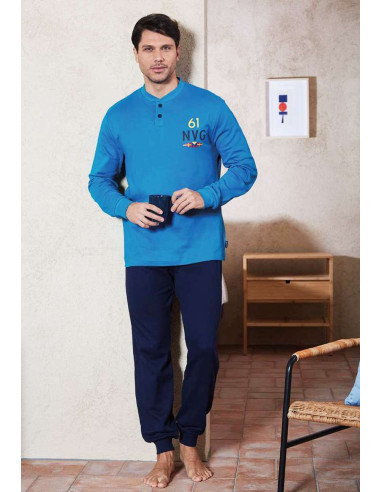 Men's warm cotton jersey pajamas Navigare 141507