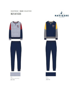 Men's warm cotton jersey pajamas Navigare 141525 2
