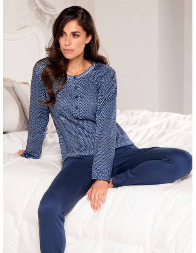 Woman warm cotton modal pajamas Lormar Collier COL1539