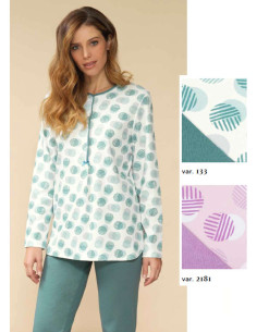 Pigiama donna a serafino in jersey di cotone caldo Linclalor 92873