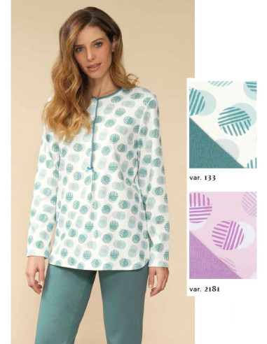 Women's warm cotton jersey pajamas Linclalor 92873