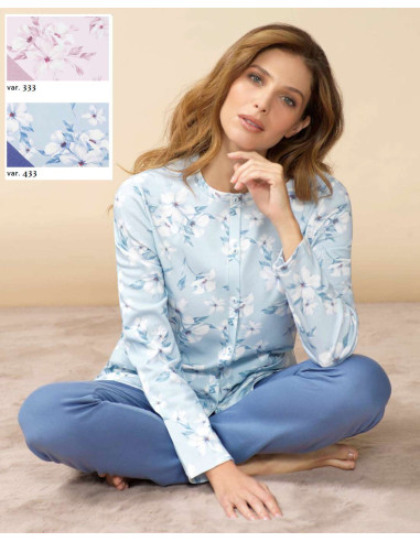 Women's opened warm cotton jersey pajamas Linclalor 92895
