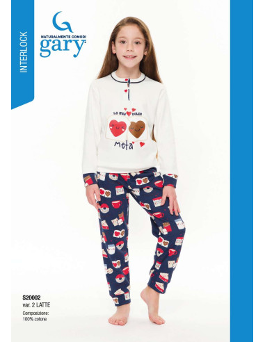 Girl's warm cotton jersey pajamas Gary S20002 - 30002