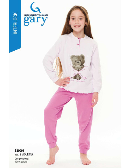 Girl's warm cotton jersey pajamas Gary S20003 - 30003 Girl's warm cotton jersey pajamas Gary S20003 - 30003