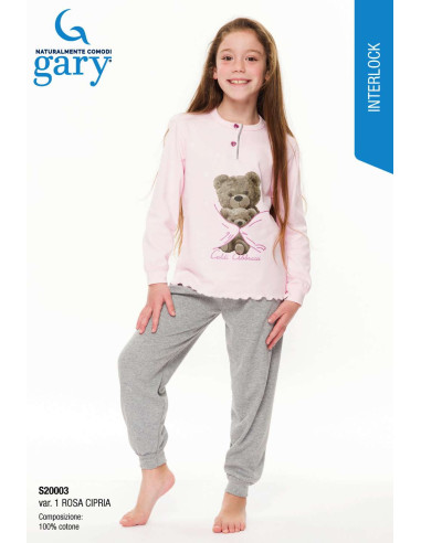 Girl's warm cotton jersey pajamas Gary S20003 - 30003 Girl's warm cotton jersey pajamas Gary S20003 - 30003
