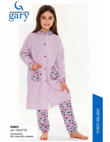 Warm plush cotton jersey girl's dressingown Gary S20070 - 30070