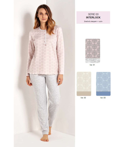 Women's warm cotton jersey pajamas Exclusive CL182