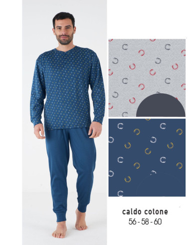 Men's calibrated warm cotton jersey pajamas Karelpiu' KF5117