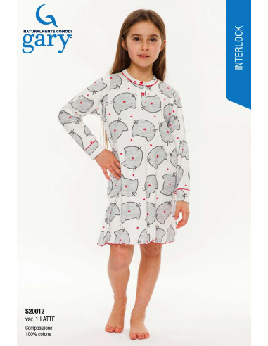 Girl's warm cotton jersey nightdress Gary s20012 - S30012