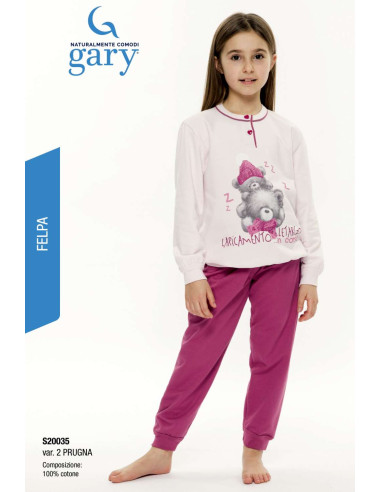 Girl's warm cotton fleece jersey pajamas Gary S20035 - S30035