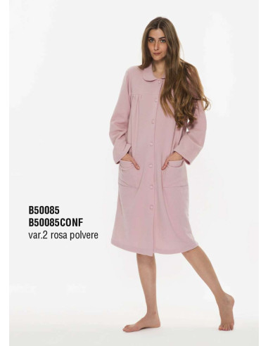 Women's plush cotton jersey dressing gown with buttons Gary B50085 Women's plush cotton jersey dressing gown with buttons Gary B50085