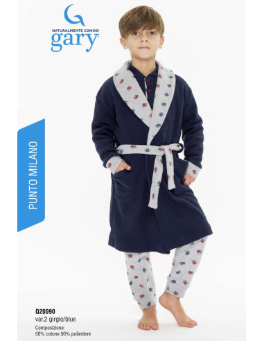 Boy's warm plush cotton jersey dressingown Gary Q20090