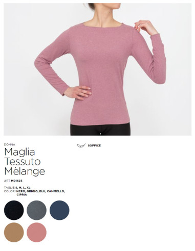 Women's round neck sweater in warm peach fabric Gladys MD1623