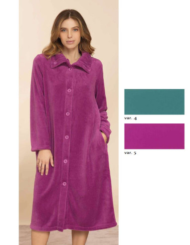 Women's warm coral pile dressing gown with buttons Linclalor 88655