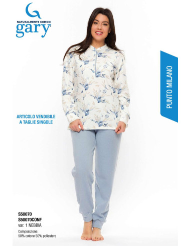 Pigiama donna a serafino in caldo cotone lanato Gary S50070 Pigiama donna a serafino in caldo cotone lanato Gary S50070