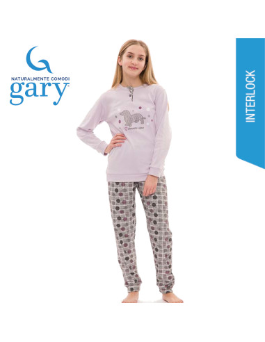 Long girl's pajamas in warm cotton Gary S40006