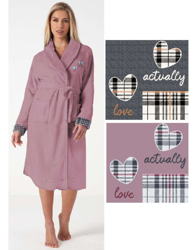 Vestaglia donna incrociata in caldo pile coral Karelpiu' KF5282