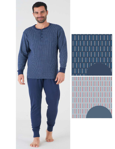 Men's warm cotton jersey pajamas Karelpiu' KF5113