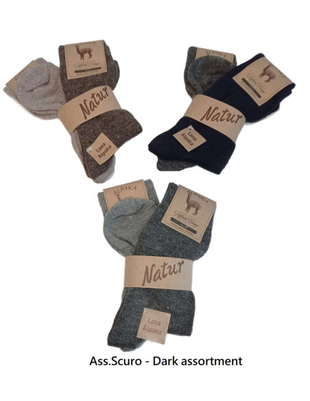 Group of 2 women's short socks in alpaca wool Goffredo Berenzi 9002