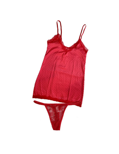 Woman red lucky set with red babydoll and lace thong Pura P0653