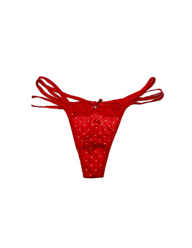Woman red thong in satin Pura P0300S