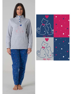 Pigiama donna in caldo pile coral Karelpiu' KF5236