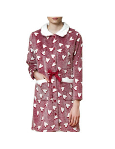 Vestaglia donna con bottoni in caldo pile coral Pigiamiamoci 2241V 2