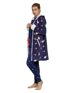 Vestaglia donna family con cappuccio in caldo pile coral Pigiamiamoci 2260 2