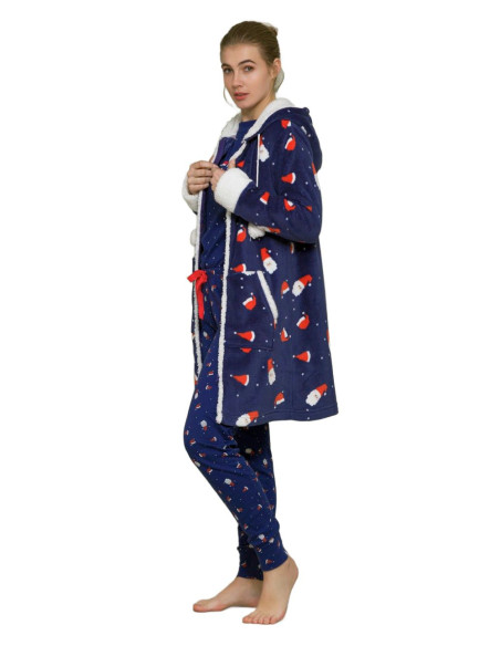 Women's family coral pile dressing gown Pigiamiamoci 2260 Women's family coral pile dressing gown Pigiamiamoci 2260