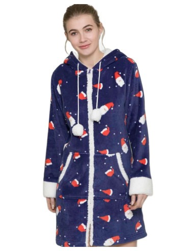 Vestaglia donna family con cappuccio in caldo pile coral Pigiamiamoci 2260