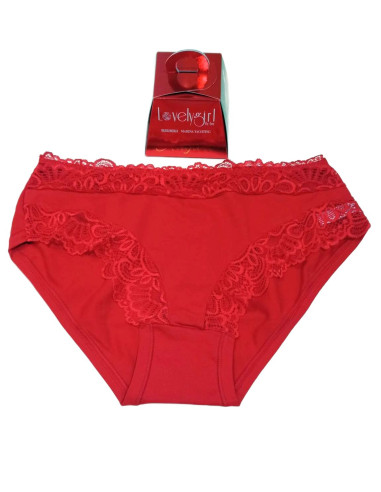 Woman Red Lucky stretch cotton MIDI briefs Lovely Girl R5796