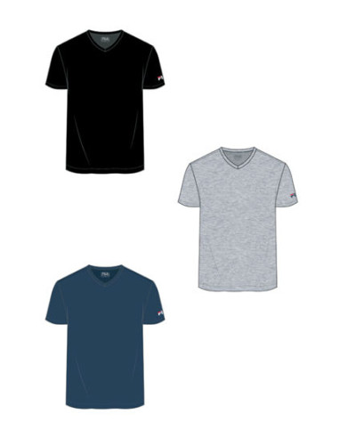 T-shirt uomo con scavo a V in cotone elasticizzato Fila FU5264