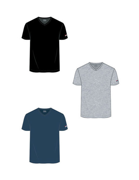 T-shirt uomo con scavo a V in cotone elasticizzato Fila FU5264