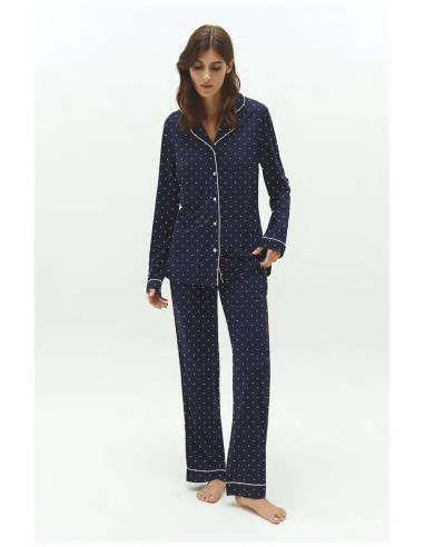 Women's warm cotton jersey opened pajamas Enrico Coveri EP6135