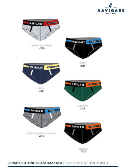 Gruppo 6 slip uomo in cotone elasticizzato Navigare 1245Z Gruppo 6 slip uomo in cotone elasticizzato Navigare 1245Z